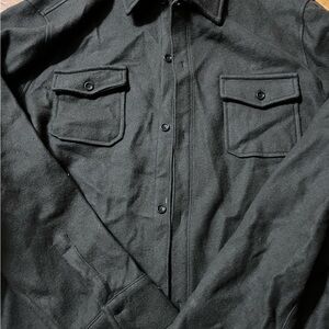 Banana Republic Men’s Dark Green Button-Up 80% Wool Shirt Military Style Size XL